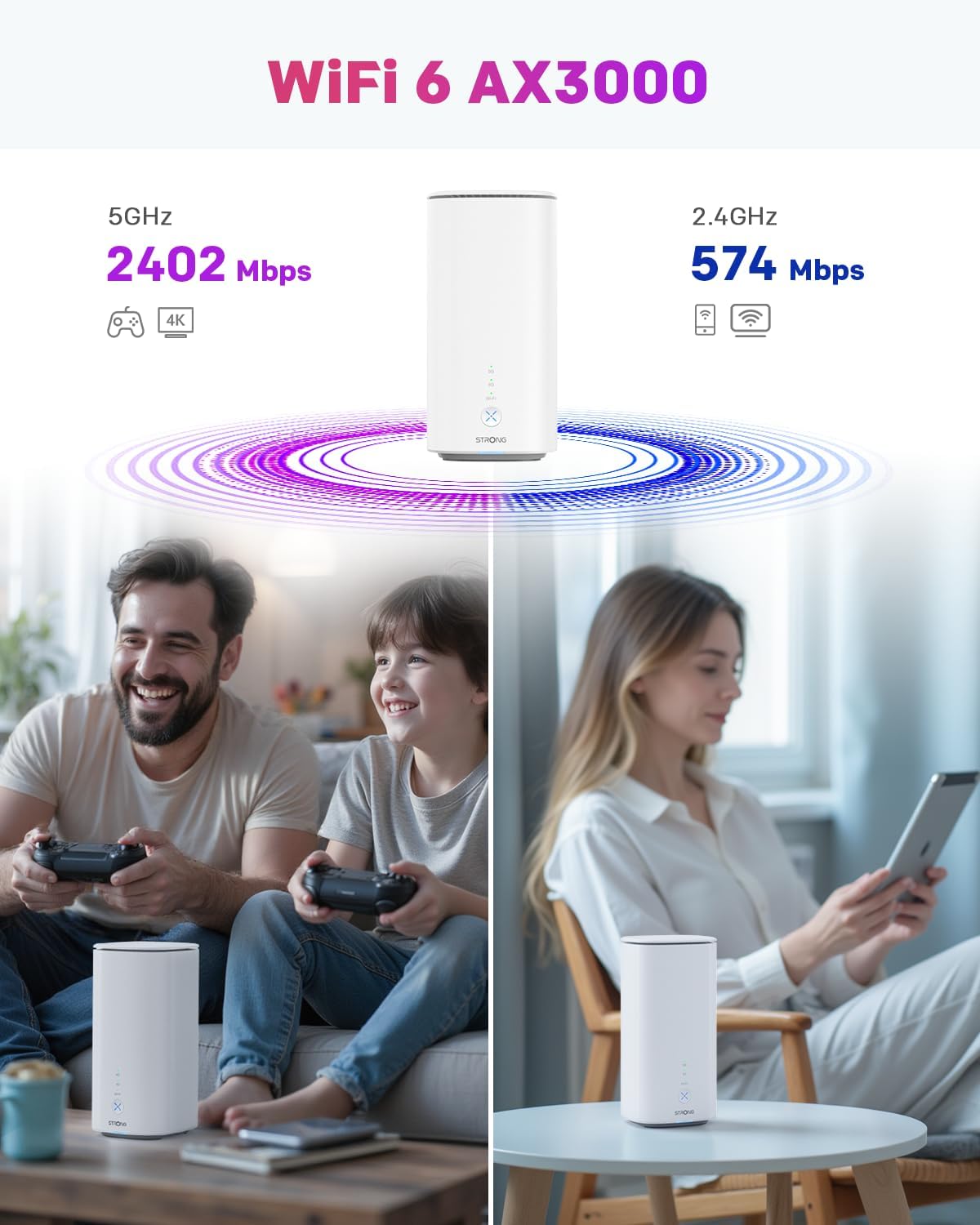STRONG Routeur 5G CPE WiFi 6 AX3000 avec Carte SIM - Jusqu'à 3.2 Gbps - 2.5GE WAN/LAN & 1GE LAN - RJ11 VoIP/VoNR - Compatible Mesh - Chipset Qualcomm (5GROUTERAX3000) – Image 4