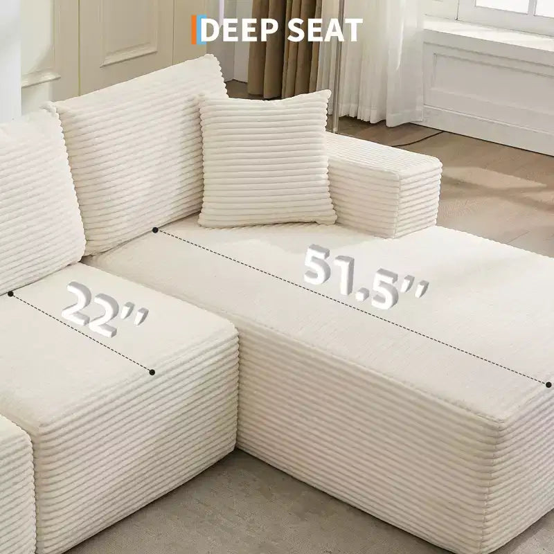 108 Modern Sofa Couch, 3 Seater Upholstered L Shaped Sofa with Pillows, Deep Seat Sofa, No Assembly Required – Image 33