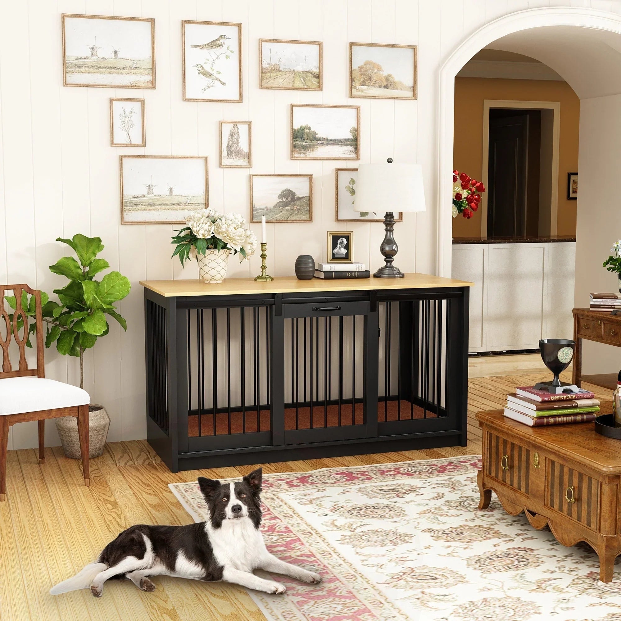 Pet Residence with Iron Tube Reinforcement Stylish & Sturdy Dog Crate – Image 15