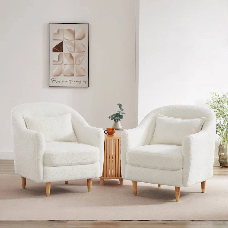 28.34W Set Of 2 Accent Armchair, Velvet Barrel Chair with Solid Wood Legs – Image 31