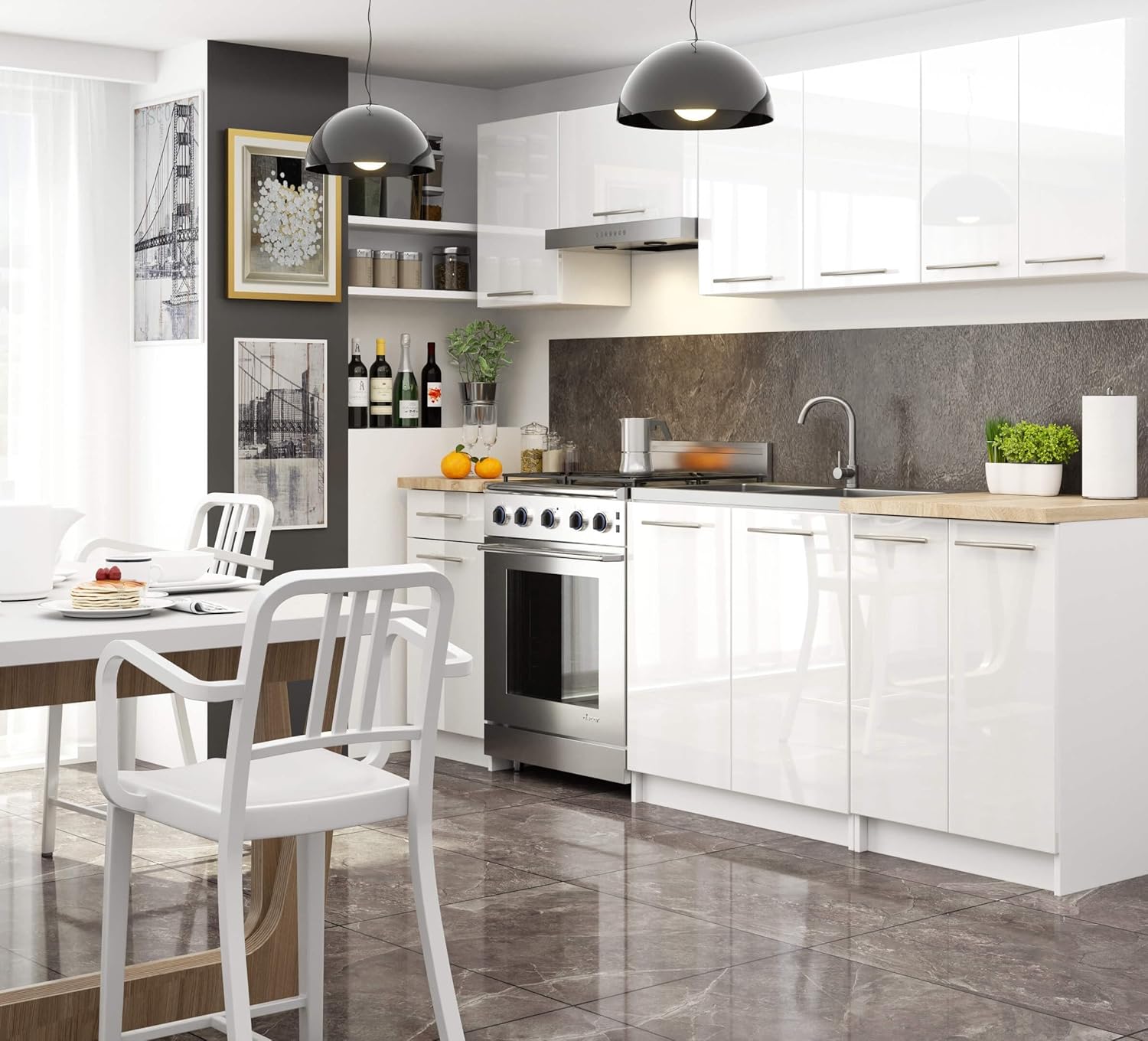 AKORD Armoire de Cuisine avec Plan de Travail - Oliwia S60 Meuble Bas avec 3 Tiroirs Armoire de Cuisine Basse de 60 cm de Large 46x60x85 cm Blanc Blanc Brillant – Image 6