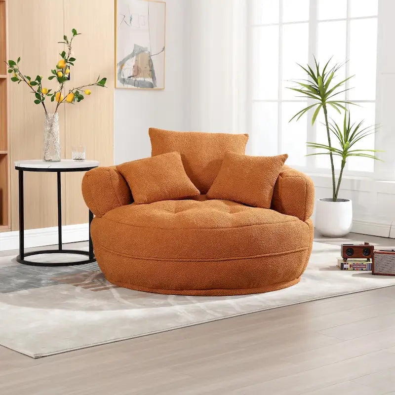 Round Lazy Sofa Chair – White/Blue/Grey/Yellow/Orange/Rose Red/Navy/Green, Single & Couple Seat – Image 37