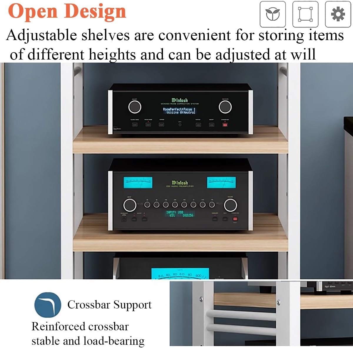 meuble chaine hifi Armoire De Composants Audio/vidéo À 4/5 Niveaux, Armoire AV Moderne, Support De Stockage De Composants Stéréo De Divertissement, Unité Multimédia Robuste For Tourne-disque For Les J – Image 6