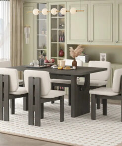 Alternative view of 7-Piece Transitional Wooden Dining Set with Rectangular Table & 6 Chairs