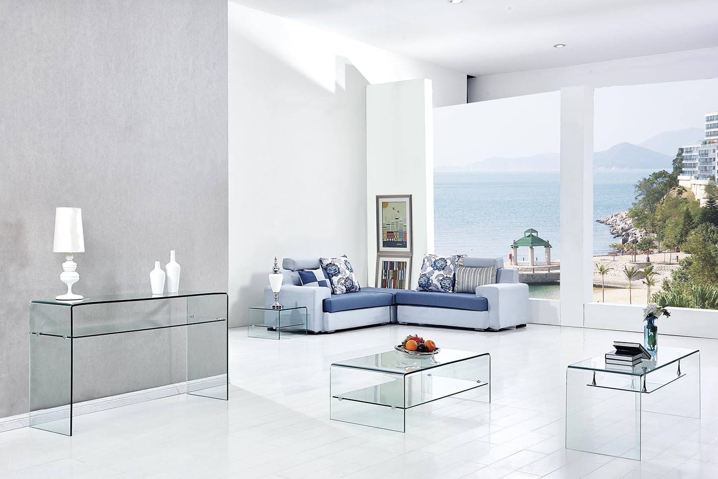 Meubletmoi Console en Verre Transparent 100 cm avec Tablette - Table d'entrée Design Contemporain - Ice – Image 9