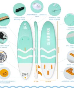 Alternative view of HUIIKE Paddle Gonflable Adulte avec Accessoires Inclus, Pagaie, Ailerons, Pompe. Planche de Stand Up Paddle Grande Stabilité et Résistance. 305 x 84 x 15 cm, Jusqu'à 130 kg