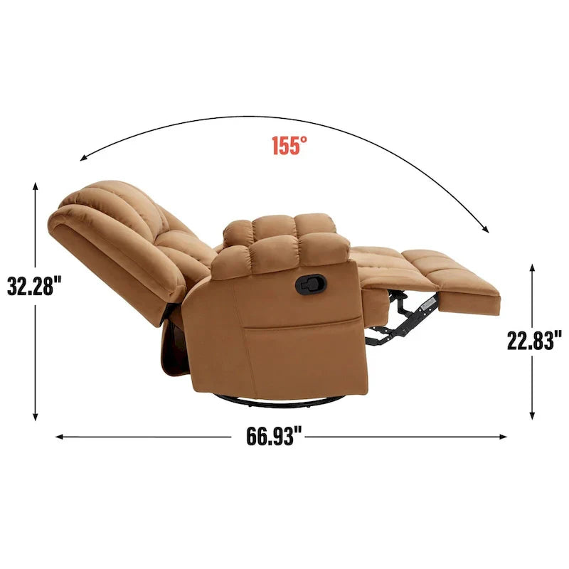 Lazy Boy Swivel Rocker Fabric Recliner Chair, Overstuffed Large Manual Recliner Glider with Pillow Top Arms and Cushion Back – Image 33