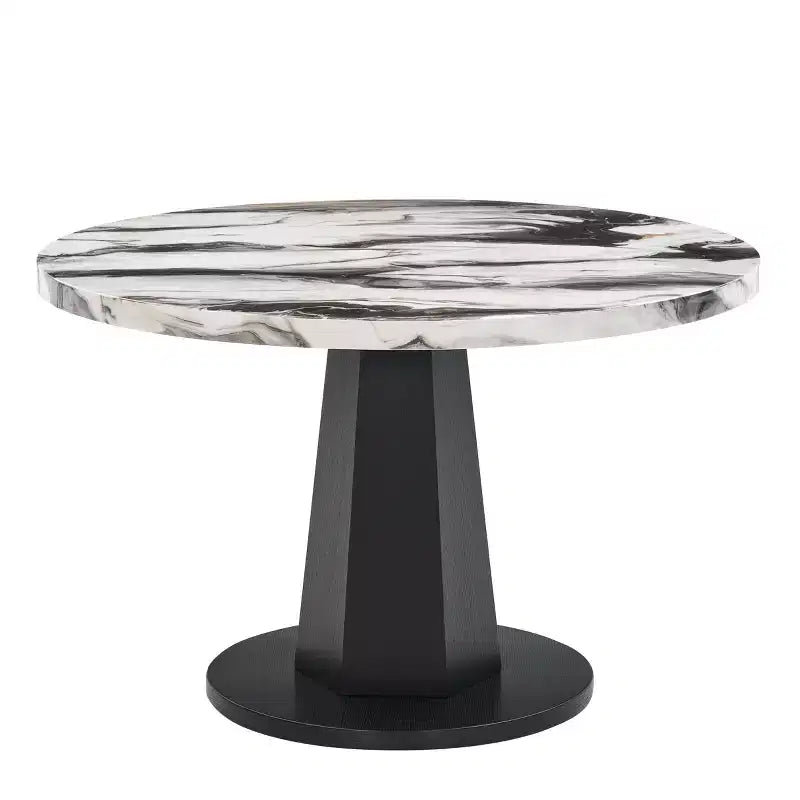 Roundhill Furniture Cavira Modern Faux Marble Dining Table with Wood Pedestal Base – Image 9