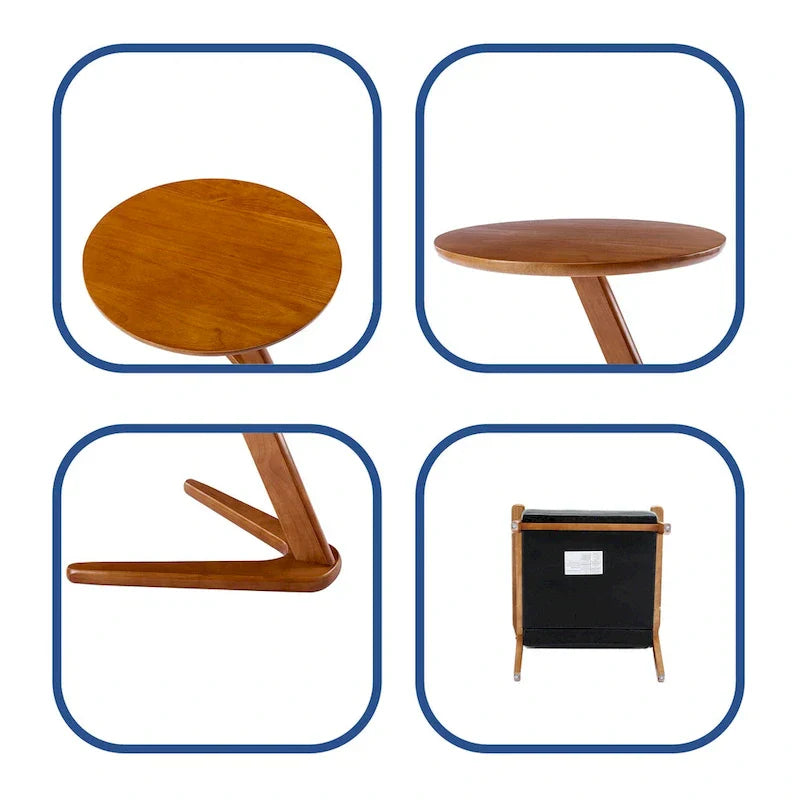Mid Century Modern Accent Chairs Set of 2 with Side Table – Image 35