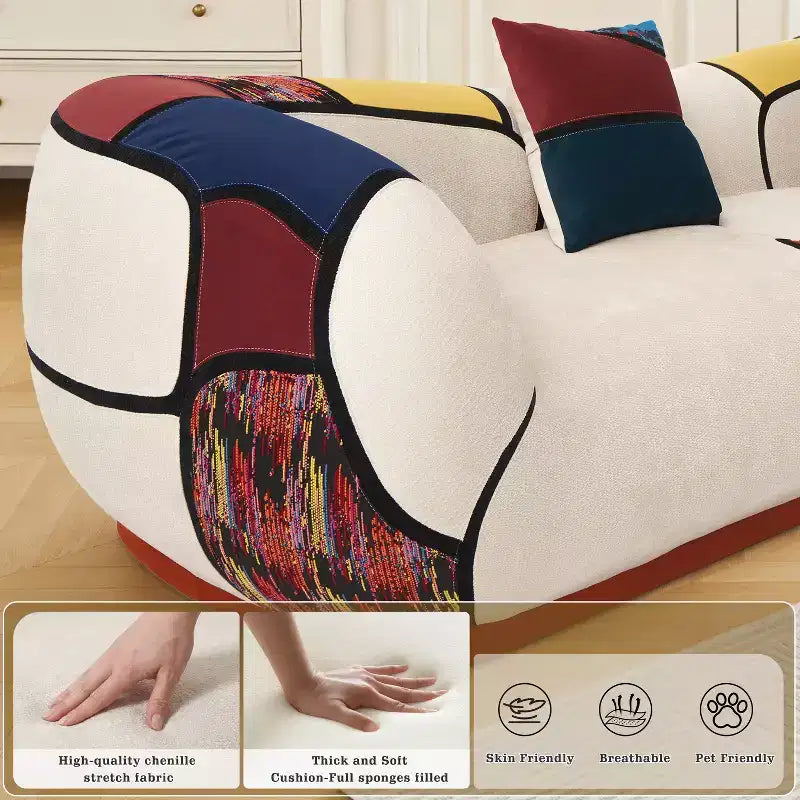 Dyonery 104-inch ultra-large modern curved sofa, sectional floor lounge sofa, equipped with cushions, no assembly required – Image 3