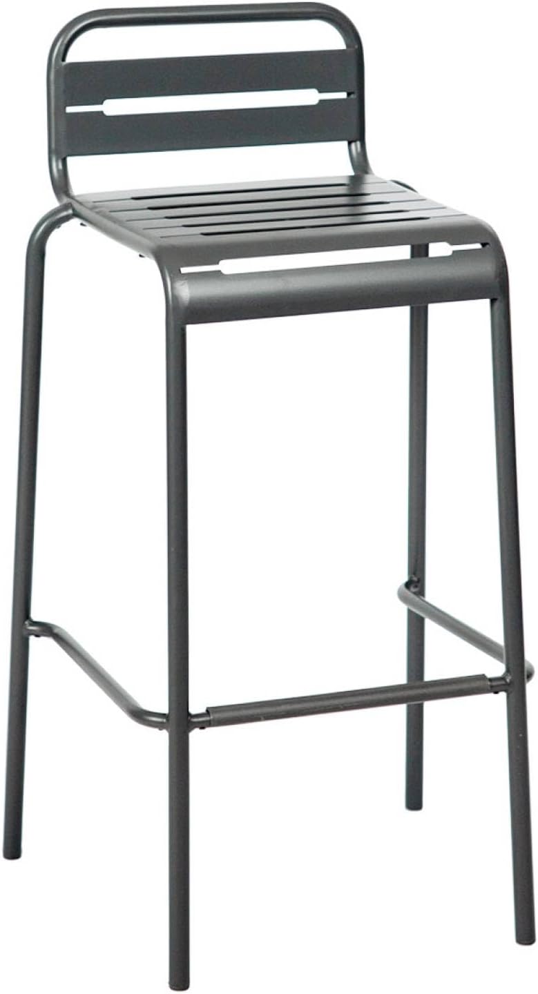 sweeek - Table Haute de Jardin Acier + 4 assises Amelia Anthracite. 4 chaises Hautes en Acier. 120 x 70cm x 95cm – Image 6