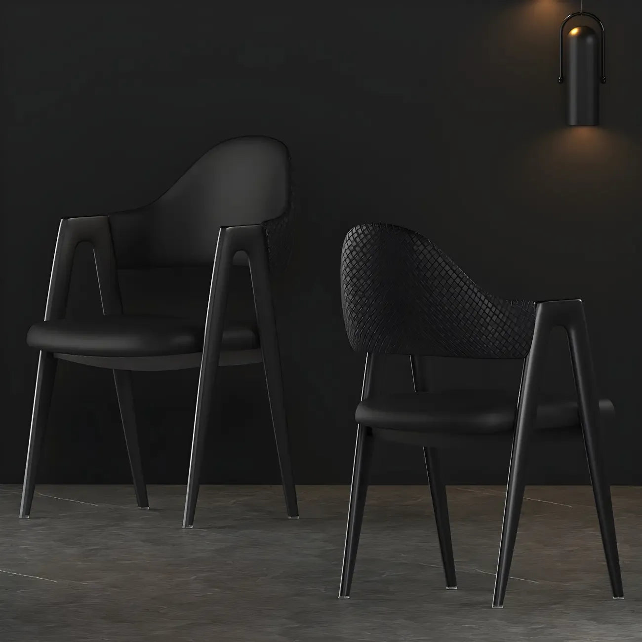 Modern Leather Curved Open Back Arm Dining Chair – Image 31