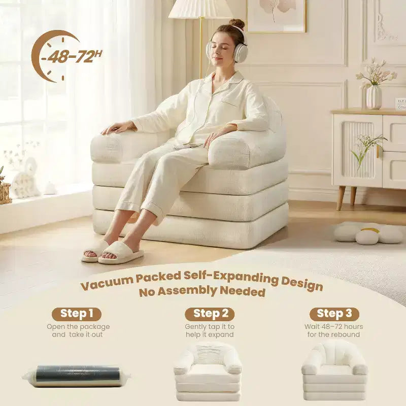 Yaheetech 2-in-1 Folding Sofa Bed Foldable Chair Bed for Living Room, Bedroom – Image 10