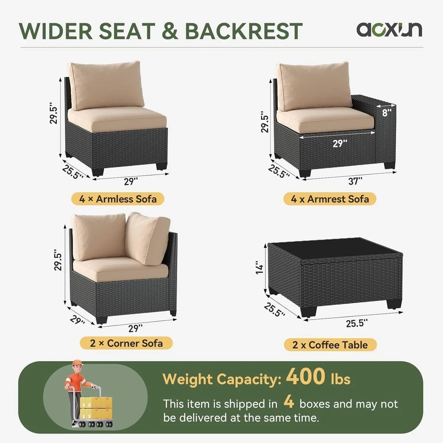 Outdoor Patio Furniture Sets with 4in Thicken Cushion – Image 39