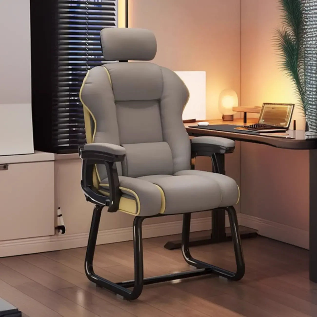 Yellow High-Back Leather Ergonomic Executive Chair – Image 45