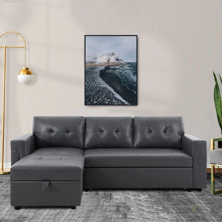 Convertible Reversible Sectional Sofa with Pull-Out Sleeper Bed, Hidden Storage Chaise, and Durable Legs – Image 19