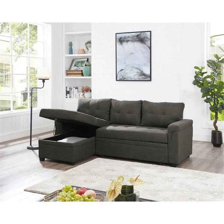 Convertible Reversible Sectional Sofa with Pull-Out Sleeper Bed, Hidden Storage Chaise, and Durable Legs – Image 41