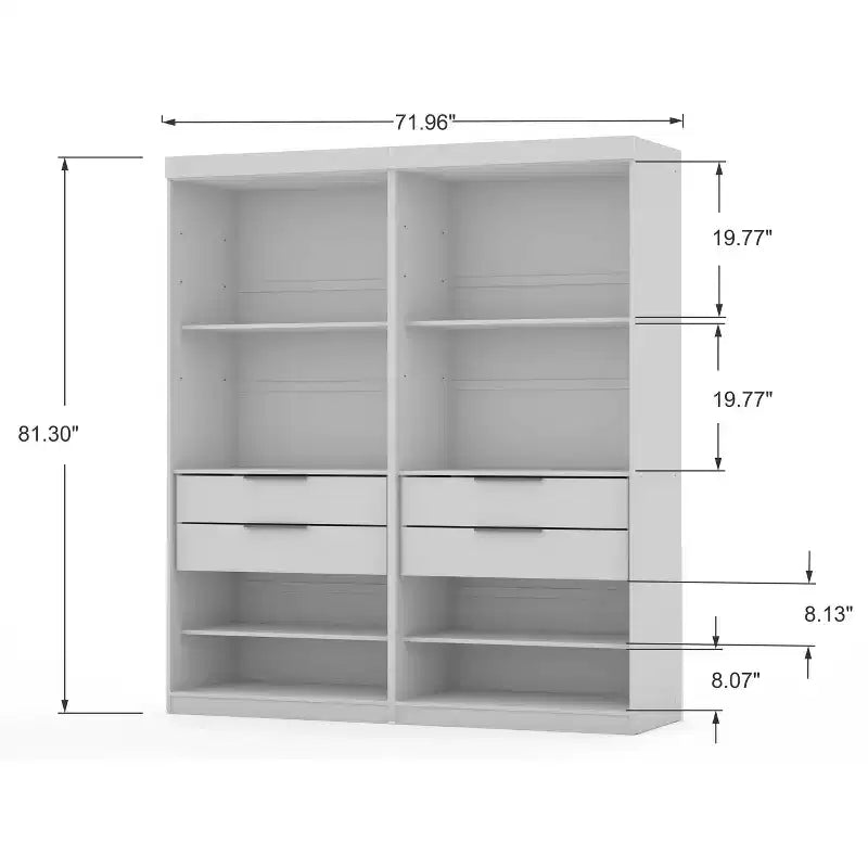 Set of 2 Mulberry 2.0 Wardrobe Closet White - Manhattan Comfort: Bedroom Storage, Hanging Rods, Modern Design – Image 3