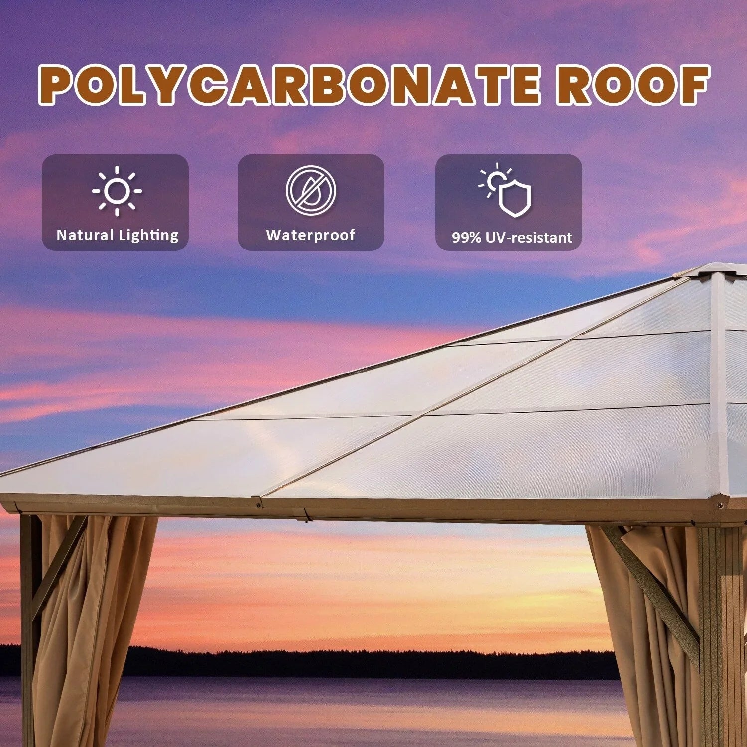 EROMMY Hardtop Gazebo,Outdoor Pergola with Double Roof & Netting & Curtains,Heavy Duty Canopy for Patio, Backyard, Pool party – Image 19