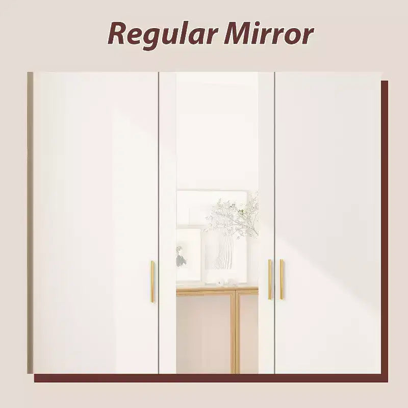 Hitow Armoire 2-Large Drawer Center Hanging Area with Mirror Minimalist Style – Image 15