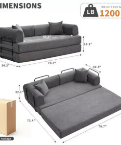 Alternative view of 2 in 1 Convertible Sofa Bed, comfortable Folding Corduroy Sofa Bed with Deep Seat and Wide Armrests, Boneless Sofa, for Living Room, Apartments