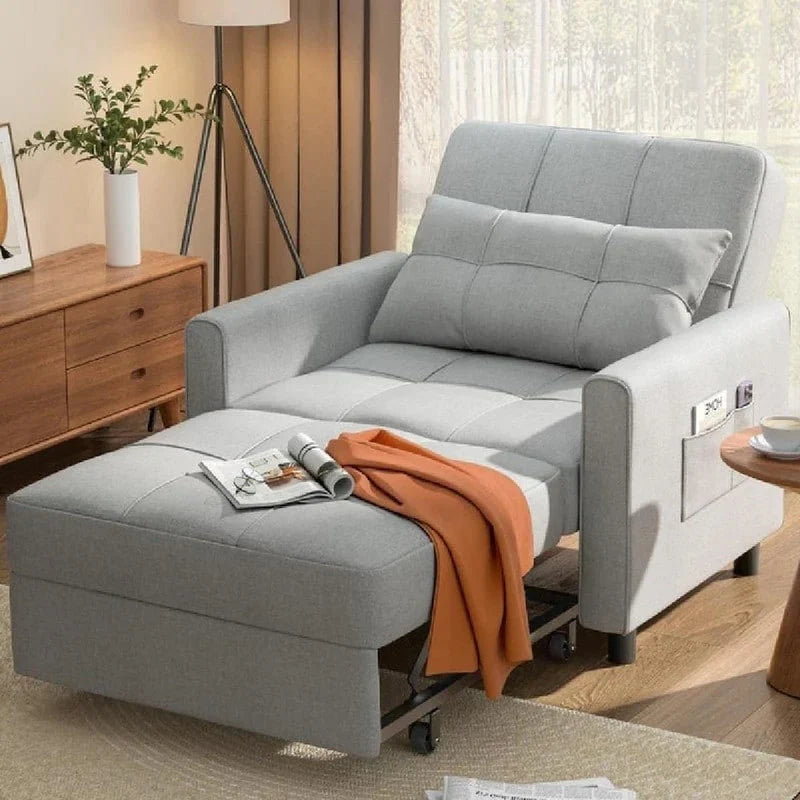 3-in-1 Adjustable Sleeper Sofa Bed, Pull Out Chair Sofa, Convertible Folding Bed for Living Room – Image 87