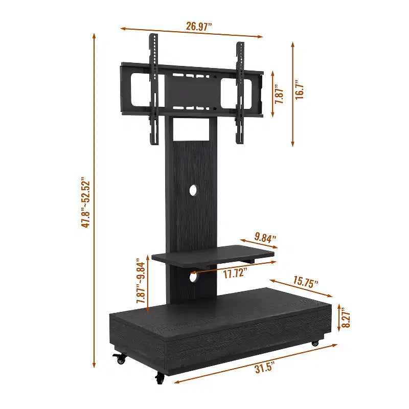 TV Stand for 32-75 TVs, Adjustable Height Mobile TV Cart with Drawer and Wheels for Living Room, Bedroom, Offices -ModernLuxe – Image 8