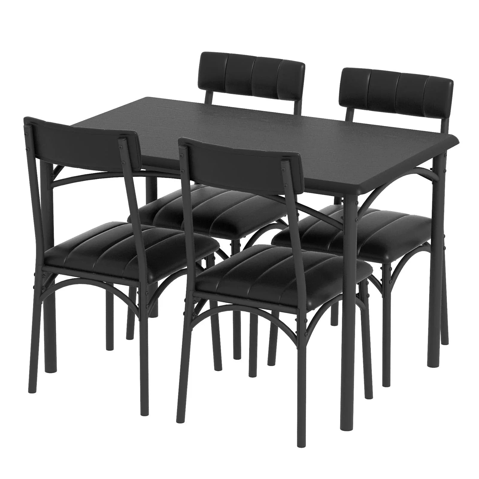 Rectangular Dining Table Set for 4 with Upholstered Chairs – Image 20