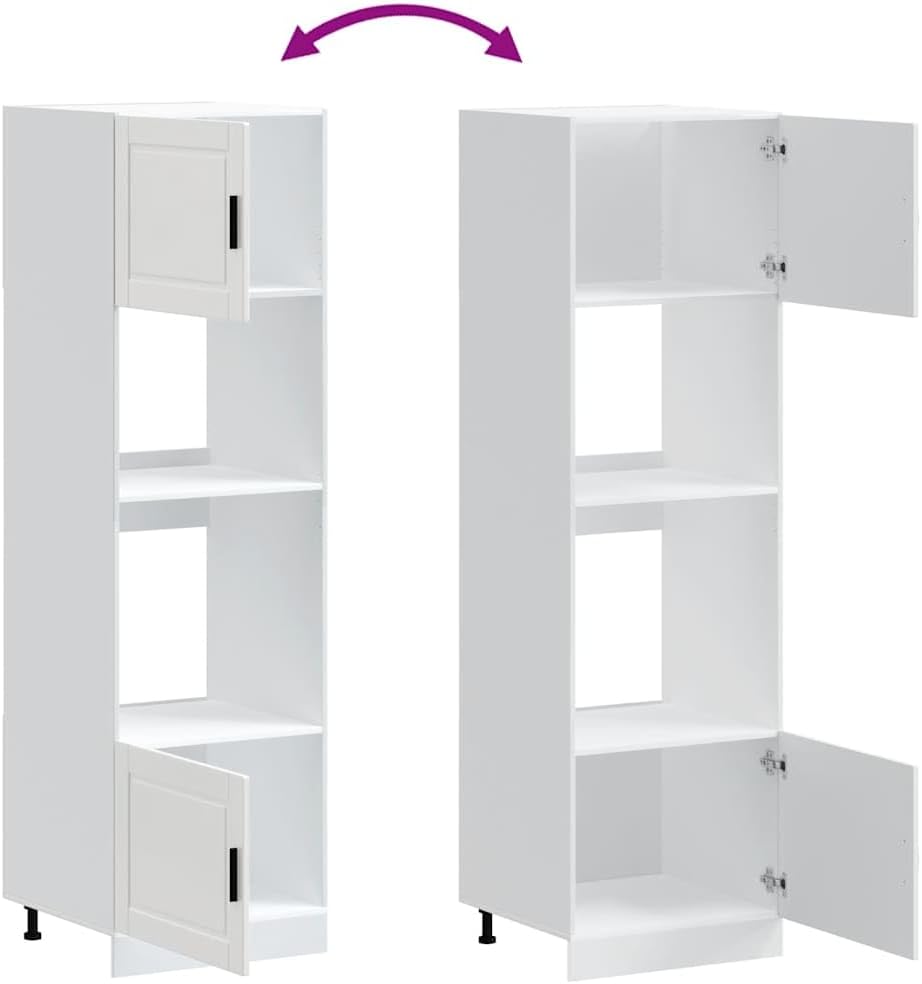 vidaXL Armoires de Four 2 pcs Porto Blanc Bois d'ingénierie, unité de Four, Armoire de Four de Cuisine, unité de Base de Four – Image 8