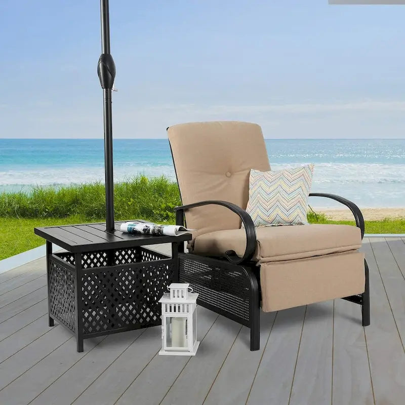 Adjustable Recliner Lounge Chair Patio Lounge Sofa with Cushion - 38 (D) x 26.5 (W) x 38.5 (H) INCH – Image 13
