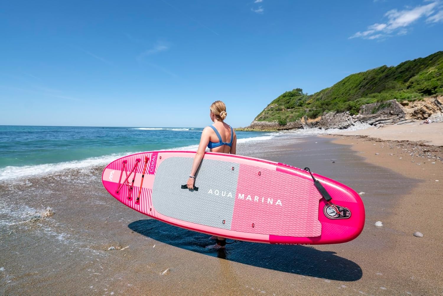 Aqua Marina Stand Up Paddle Coral 310 x 78 cm - Planche de SUP gonflable avec kit complet - Avec pagaie, pompe, sac à dos et aileron - Légère, stable et polyvalente – Image 8