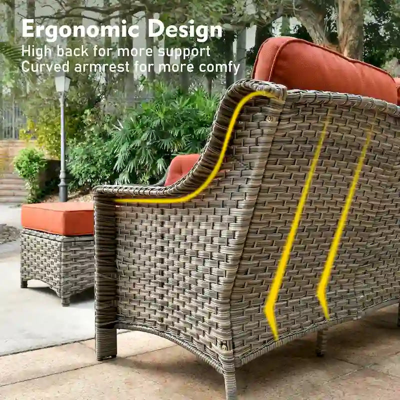 XIZZI 9-piece Outdoor Patio Furniture Conversation Set with Swivel Chair – Image 20