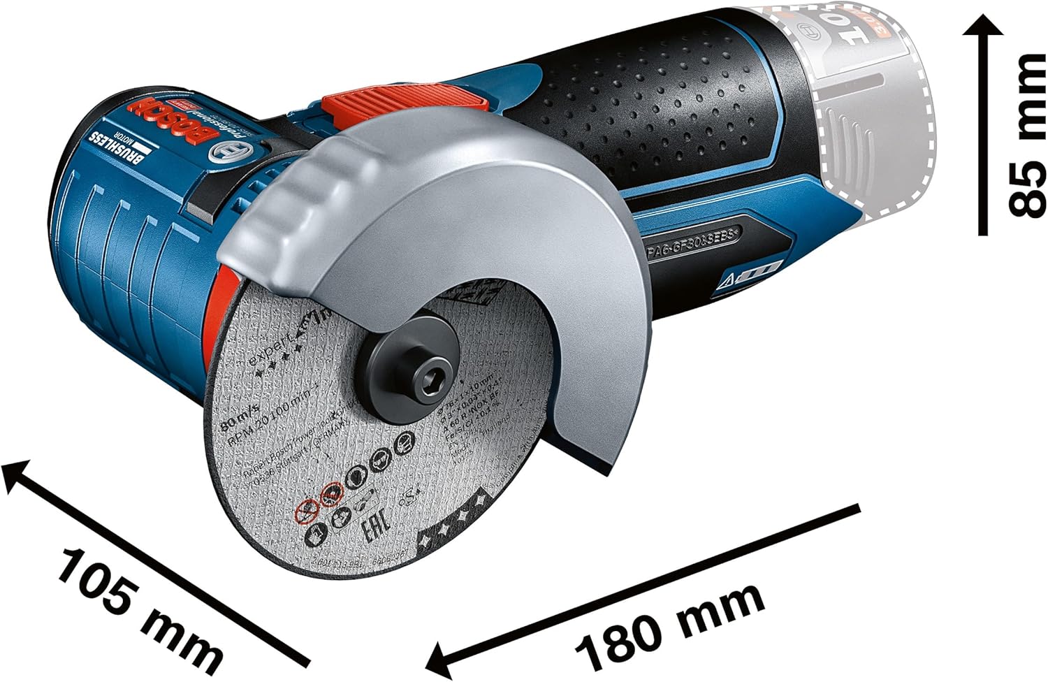 Bosch Professional 12V System meuleuse angulaire sans-fil GWS 12V-76 (avec 2 batteries de 2,0 Ah, set disques à tronçonner/meules à ébarber 5 pièces, sacoche) – Image 2