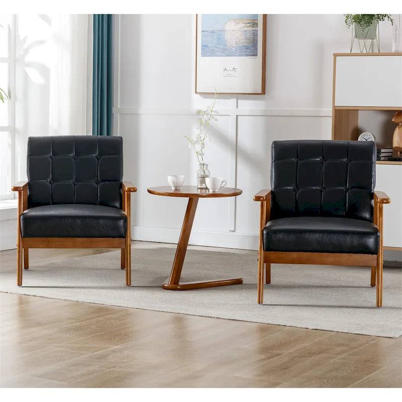 Mid Century Modern Accent Chairs Set of 2 with Side Table – Image 27