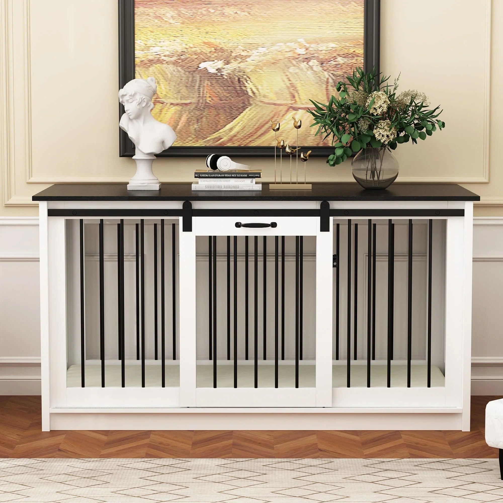 Pet Residence with Iron Tube Reinforcement Stylish & Sturdy Dog Crate – Image 29