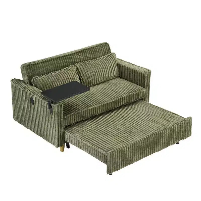 TUYOHW Space-Saving Convertible Sofa,Corduroy Sofa Bed with Movable Tabletop & USB Port,Multi-Functional Loveseat for Living Room – Image 21