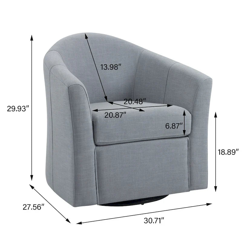 Set of 2 Modern Upholstered Swivel Barrel Chair Living Room Accent Chair – Image 16