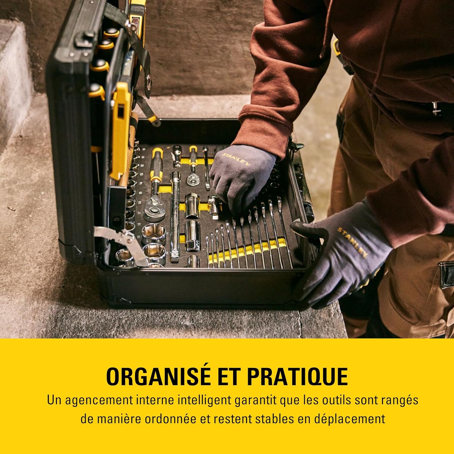 STANLEY Valise de Maintenance 142 Pièces - Pinces et Coupe-Touts, Clé à Molette, Niveau, Mesure, Tournevis, Scie à Métaux, Cutter, Marteau, Outils pour Serrage-Vissage STMT98109-1 – Image 4