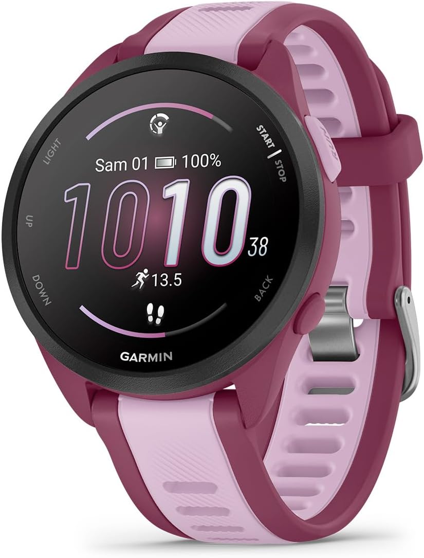Forerunner 165, Music - Montre GPS connectée de Running avec écran AMOLED – Prune/Lilas (Reconditionné)