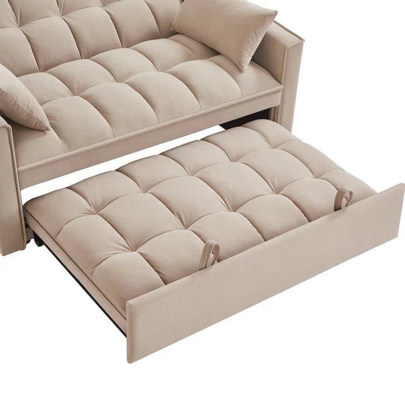 4 in1 Loveseat Sofa Bed with Armrests & Storage Pockets, Multi-Function Tufted Pull-out Sofa Bed with Adjustable Backrest – Image 52