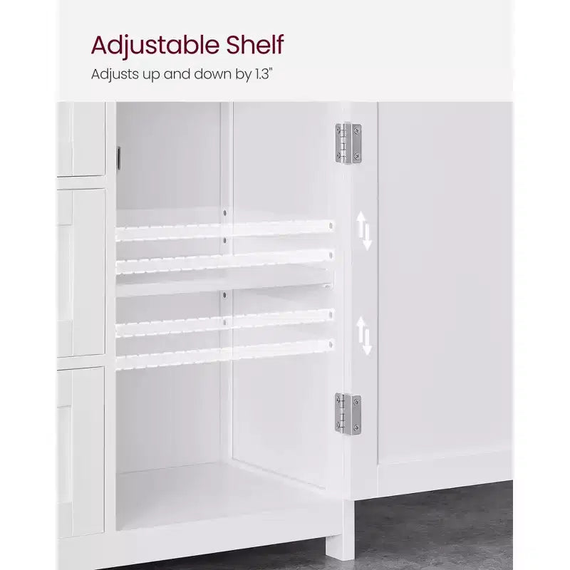 VASAGLE Floor Storage Cabinet, Storage Unit with 3 Drawers, Cabinet Freestanding, Adjustable Shelf ,White – Image 4