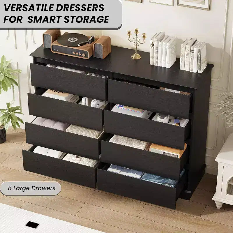 8-Drawer Storage Cabinet, Chest of Drawers with Deep Drawers, Large Wide-Top Closet for Living Room, Hallway, Children's Room – Image 6