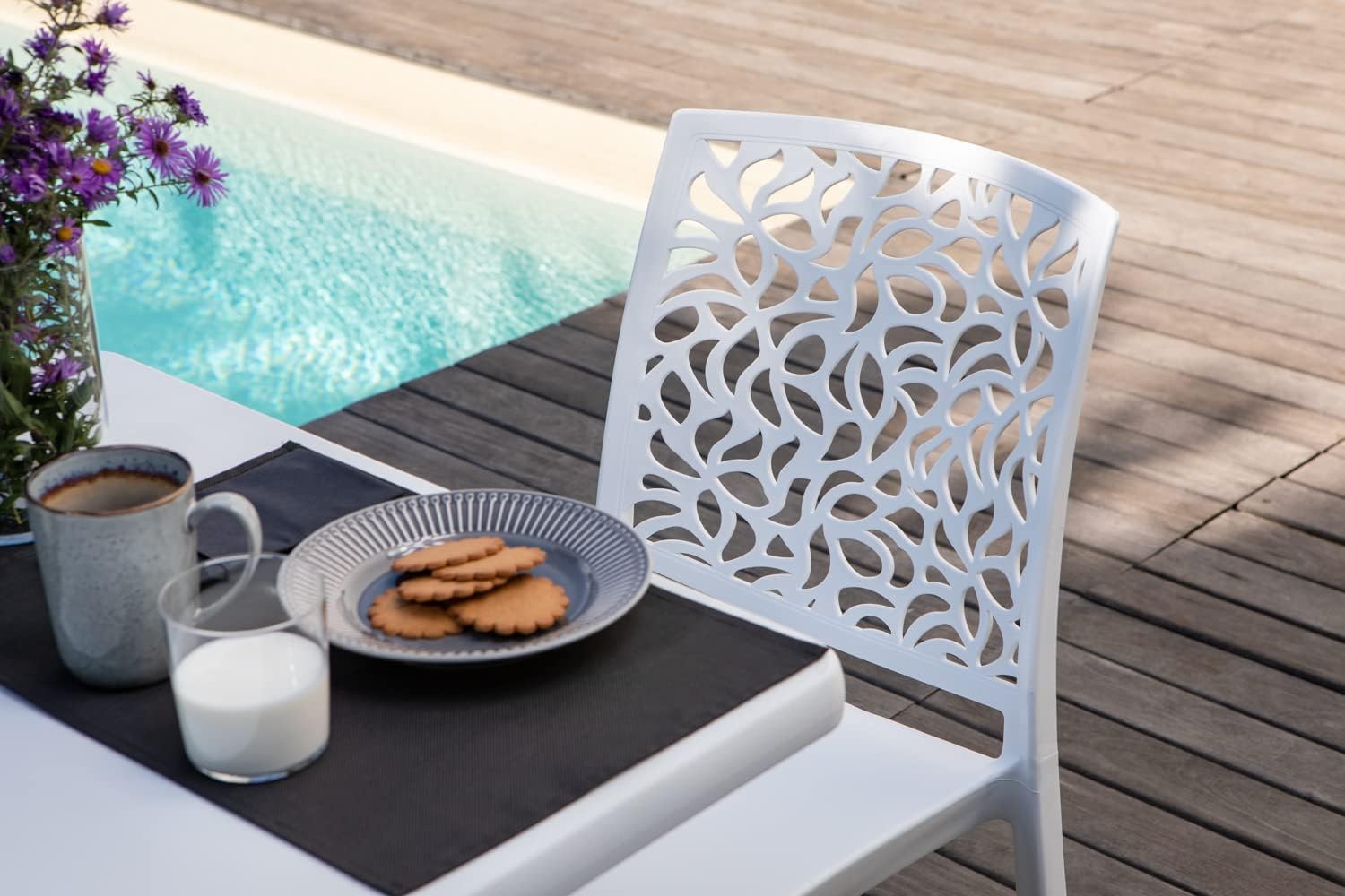 SIEDITI FUORI E DENTRO Chaises en résine avec Fibre de Verre empilables pour intérieur/Cuisine/Salle à Manger et extérieur/Jardin Anna (4 Chaises, Blanc) – Image 6