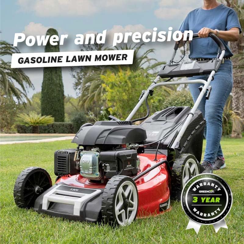 GREENCUT GLM880XE - Tondeuse Essence 224cc 7,5ch, démarrage électrique, autotractée, Lame Acier 53cm, Hauteur réglable, bac 65L, idéale Jardins Moyens/Grands Jusqu’à 2000m2 – Image 3
