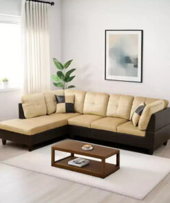 Alternative view of L-Shaped Living Room Sofa with Double Spring Layer, Soft and Breathable 3-Piece Short Plush Sofa Set