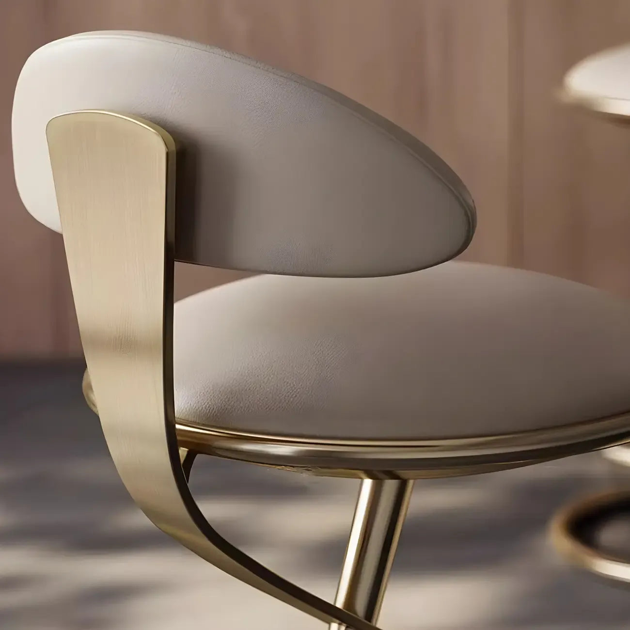Luxury Gold Metal Frame Sleek Beige Leather Bar Stool – Image 6