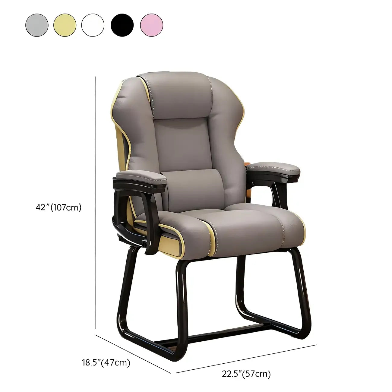 Yellow High-Back Leather Ergonomic Executive Chair – Image 52