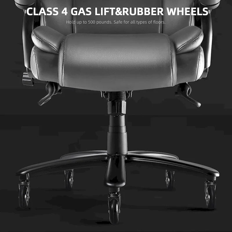 Bossin Big and Tall Executive Office Chair,500LBS Adjustable Lumbar Support Ergonomic Chair with High Back PU Leather Computer – Image 15