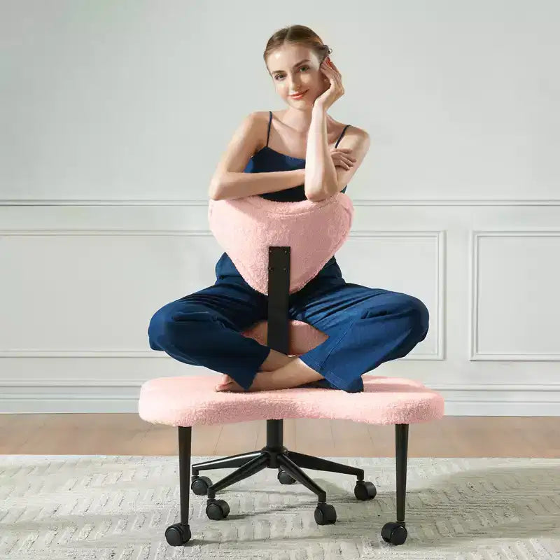 Pinmoco Ergonomic Criss Cross Office Chair, Height Adjustable Meditation Chair, 360 Swivel, Lumbar Support, Task and Office Chair, ADHD Chair – Image 4