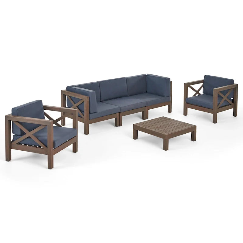 Brava Outdoor Acacia Wood 6-piece Chat Set by Christopher Knight Home – Image 7